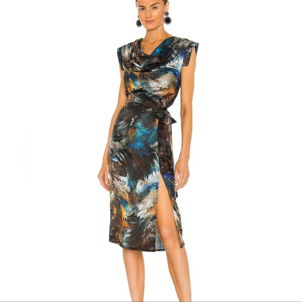 All Saints Lina Concerto Silk Midi Dress
